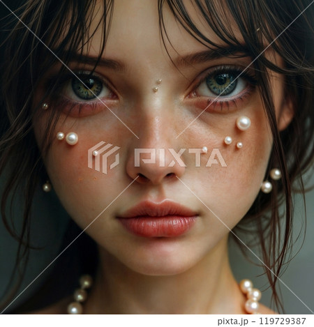 Image of a girl with pearls. 119729387