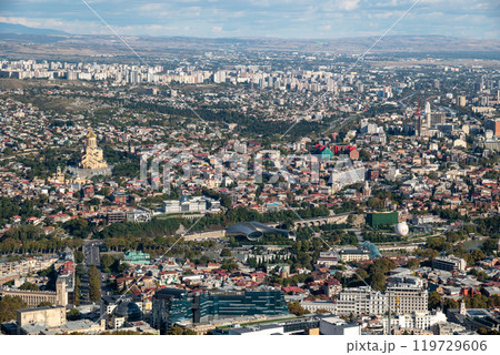 Aerial panoramic view from Mtatsminda Park of Tbilisi, capital of Georgia 119729606
