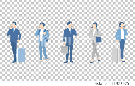 Set of business people talking on smartphones 119729756