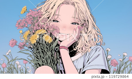 笑顔一杯の若い女性
