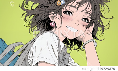笑顔一杯の若い女性