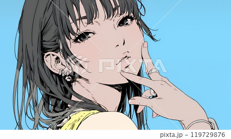 投げキッスをしている若い女性