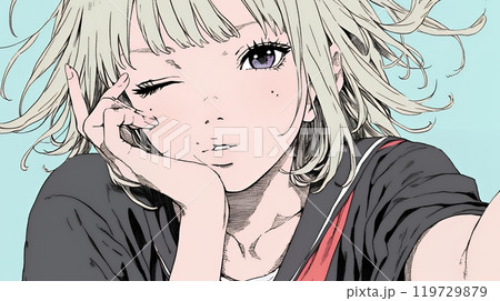 投げキッスをしている若い女性