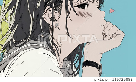 投げキッスをしている若い女性