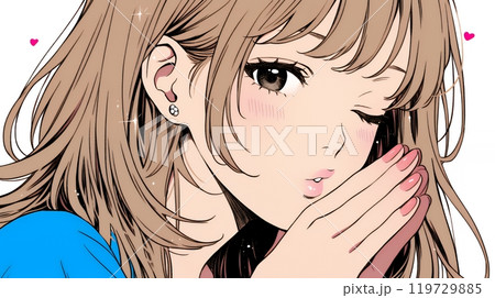 投げキッスをしている若い女性