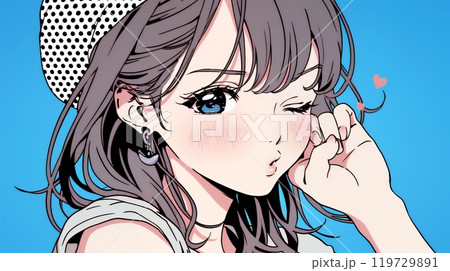 投げキッスをしている若い女性