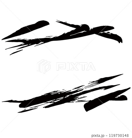 和風素材　筆で描かれた線のイラストセット　ベクター 119730148