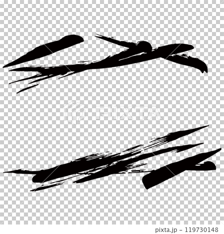 日式材料，用畫筆繪製的線條插圖集，向量 119730148