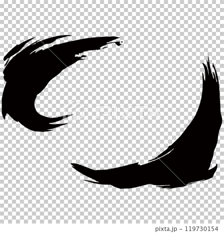 Japanese style material, illustration set of lines drawn with a brush, vector 119730154