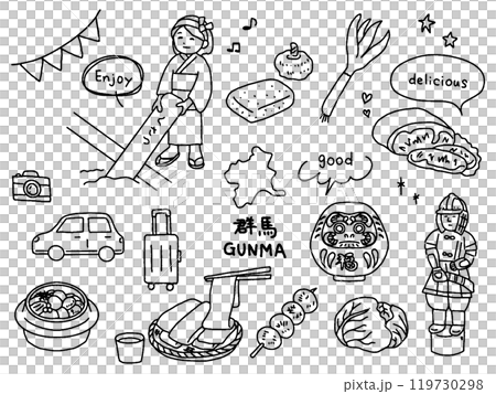 Gunma hand-drawn illustration set 119730298