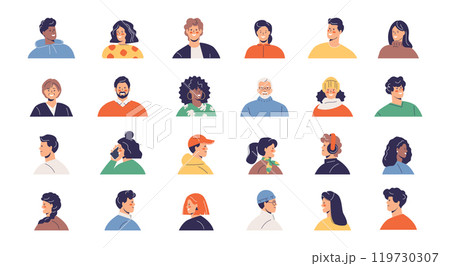 Different men and women portraits users avatars 119730307