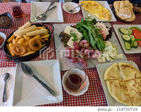 Traditional Turkish breakfast served on the table 119730729