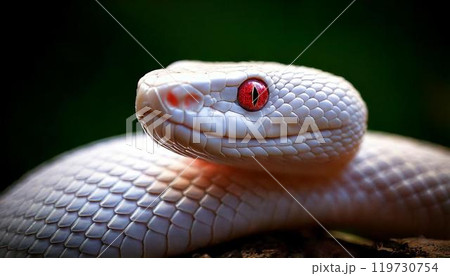 白蛇、アオダイショウのアルビノのクローズアップ 119730754