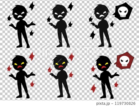 A set of scary black silhouette villain images A set of scary black silhouette villain images 119730826