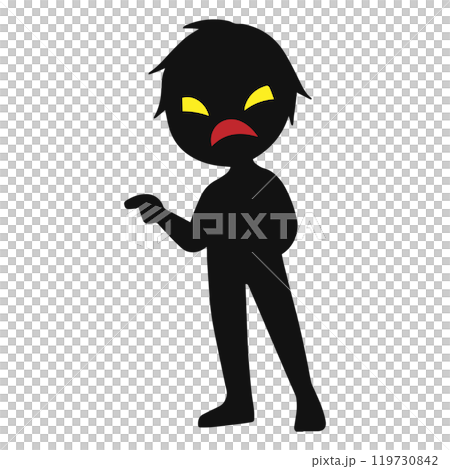 手指指向的黑色剪影小人影像素材 119730842