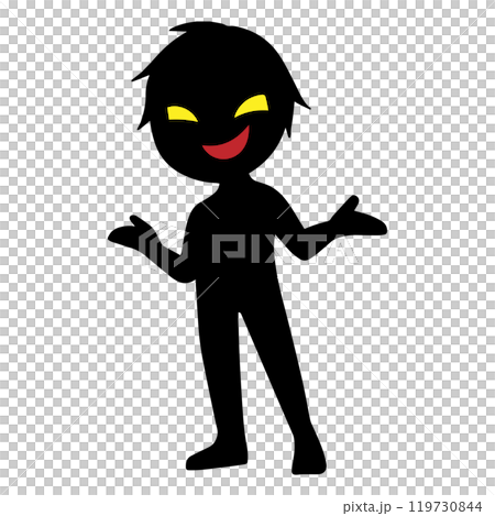 黑色剪影小人形像素材 119730844
