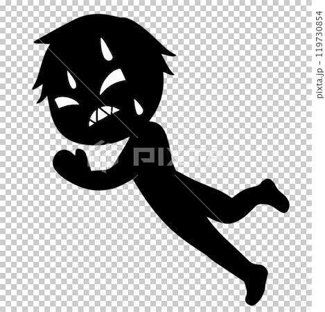 Image of a black villain running away in a hurry Image of a black villain running away in a hurry 119730854