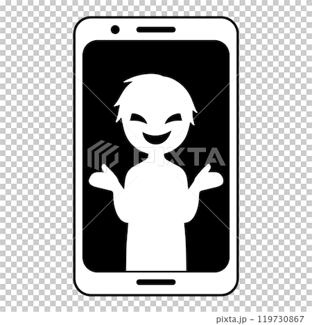 智慧型手機螢幕上的黑色剪影小人影像素材 智慧型手機螢幕上的黑色剪影小人影像素材 119730867