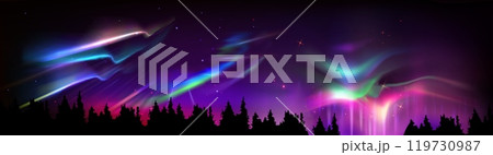 Northern aurora light. Green borealis in night sky Northern aurora light. Green borealis in night sky 119730987