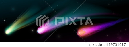 Asteroids or comets with vibrant fire tails. Asteroids or comets with vibrant fire tails. 119731017