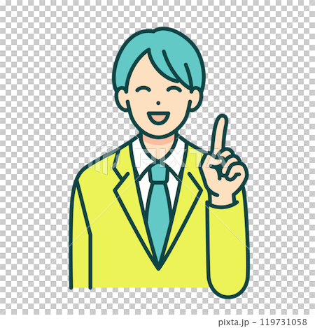 学生服姿の男の子が正面を向いて指を指す線画イラスト素材。 学生服姿の男の子が正面を向いて指を指す線画イラスト素材。 119731058