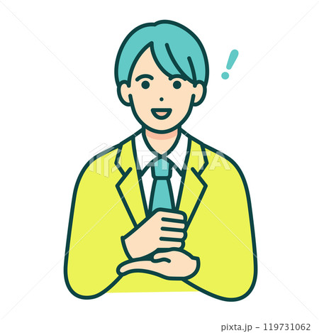 閃いた男子高校生。アイデアが浮かんだ男の子のベクターイラスト素材。 閃いた男子高校生。アイデアが浮かんだ男の子のベクターイラスト素材。 119731062