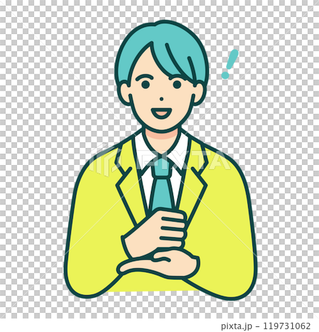 A high school boy with an idea. Vector illustration of a boy with an idea. A high school boy with an idea. Vector illustration of a boy with an idea. 119731062