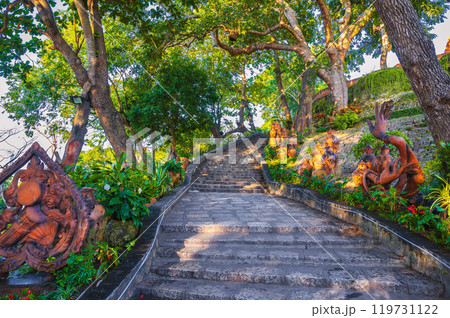 stairs in beautiful Asian Botanical garden in Vietnam in Asia in summer 119731122