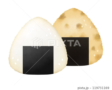 塩おむすびとおかかおむすびのセットのイラスト 塩おむすびとおかかおむすびのセットのイラスト 119731169