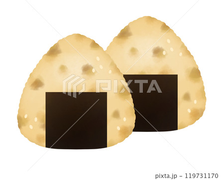 ふたつのおかかおむすびのイラスト ふたつのおかかおむすびのイラスト 119731170