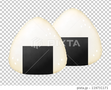 ふたつのシンプルなおむすびのイラスト 119731171