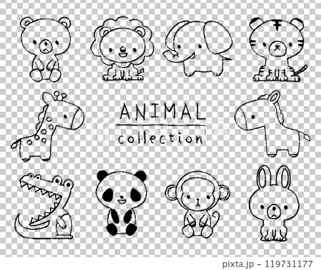 塗鴉風格動物插圖集 119731177