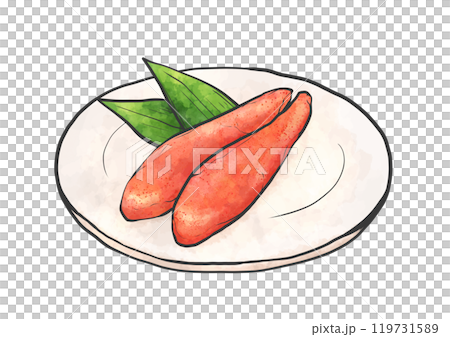 たらこの手書き筆絵風イラスト たらこの手書き筆絵風イラスト 119731589