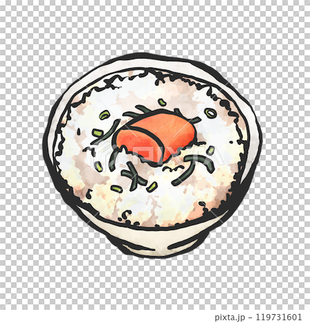 明太茶漬けの手書き筆絵風イラスト 119731601