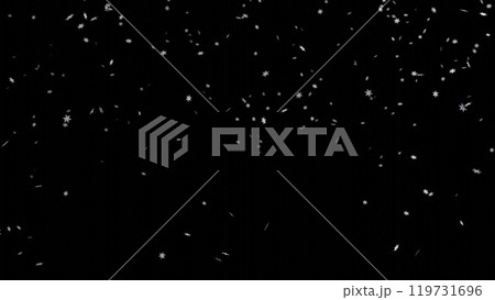 Falling snowflakes on black background. Snowfall on black background. Falling snowflakes on black background. Snowfall on black background. 119731696