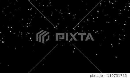 Falling snowflakes on black background. Snowfall on black background. Falling snowflakes on black background. Snowfall on black background. 119731786
