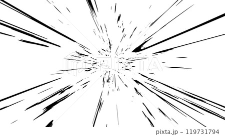 Speed burst background. Manga comic effect. Black speed lines on white background.Speed rays comic manga impact. 119731794