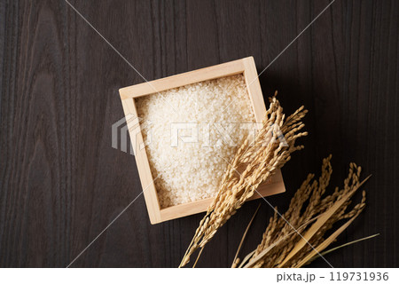 升に盛ったお米 升に盛ったお米 119731936