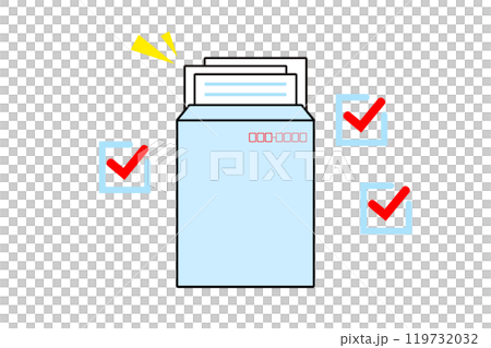 Illustration depicting checking important documents before submission Illustration depicting checking important documents before submission 119732032