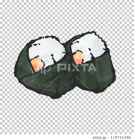 Hand-drawn illustration of tuna mayo rice ball Hand-drawn illustration of tuna mayo rice ball 119732346