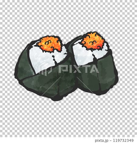 手描きイラスト　アナログ絵　金のぐるぐるおにぎり にぎにぎおにぎり🍙🧸🦔 久々にがんもを描きたくなって描きまし