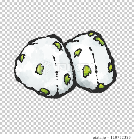 枝豆おにぎりの手書き筆絵風イラスト 119732359
