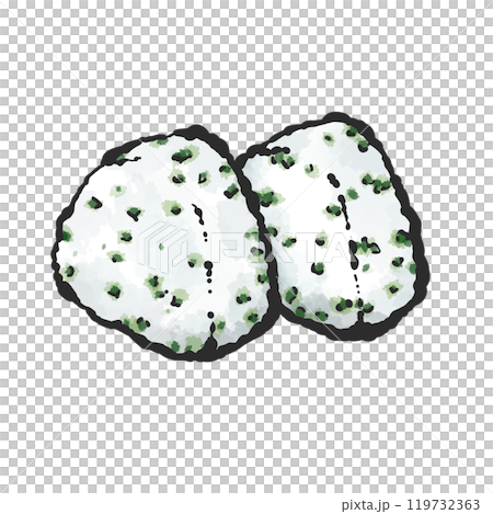 裙帶菜飯糰的手寫毛筆繪畫風格插圖 裙帶菜飯糰的手寫毛筆繪畫風格插圖 119732363