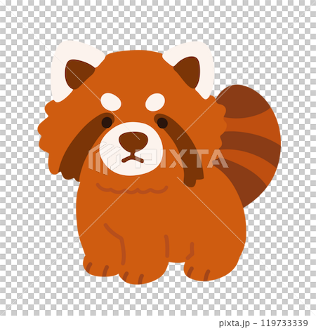 シンプルで可愛いレッサーパンダのイラスト　主線なし 119733339