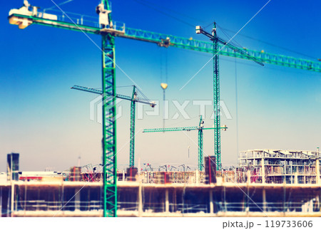 Cranes and building construction. 119733606