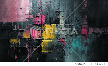 Abstract acrylic and watercolor painting. Canvas background. 119733724