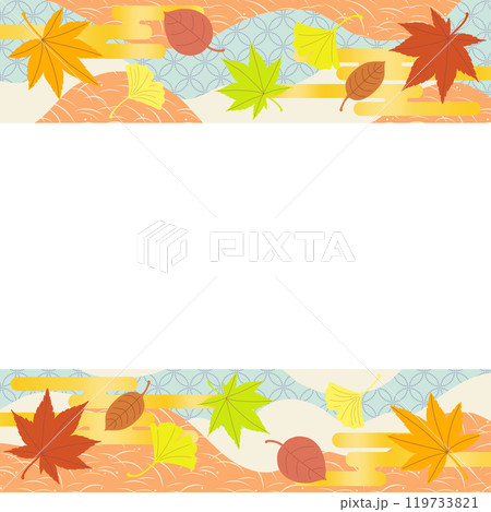 和柄背景に紅葉と金のヱ雲をあしらった背景イラスト素材 和柄背景に紅葉と金のヱ雲をあしらった背景イラスト素材 119733821