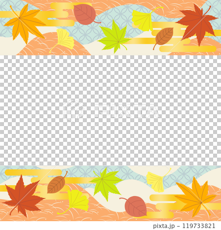 和柄背景に紅葉と金のヱ雲をあしらった背景イラスト素材 和柄背景に紅葉と金のヱ雲をあしらった背景イラスト素材 119733821