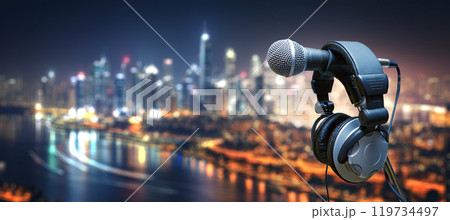 Music and radio concept banner. Music and radio concept banner. 119734497
