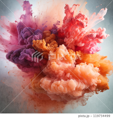 colorful Ink or powder isolated on white background. 119734499